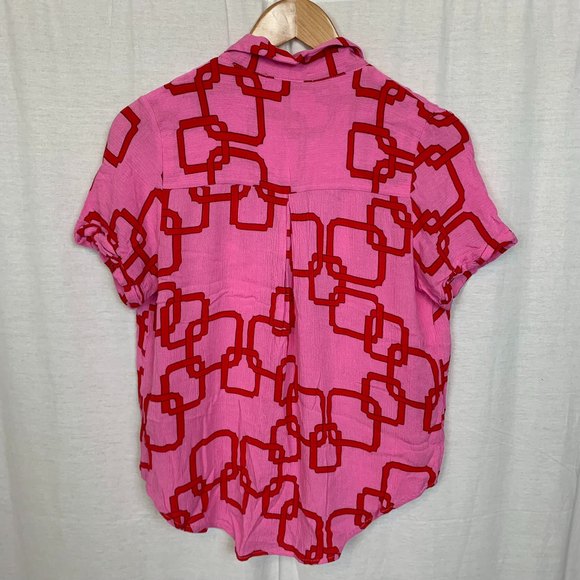 Gibson x Hi Sugarplum! Women's Short Sleeve Button Front Shirt Size Small PETITE - Picture 3 of 5